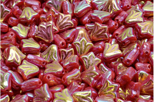 ユリの花ビーズ、97022 Ab Full（2X Side）ピンクライン（97022-28703-54321）、ガラス、チェコ共和国