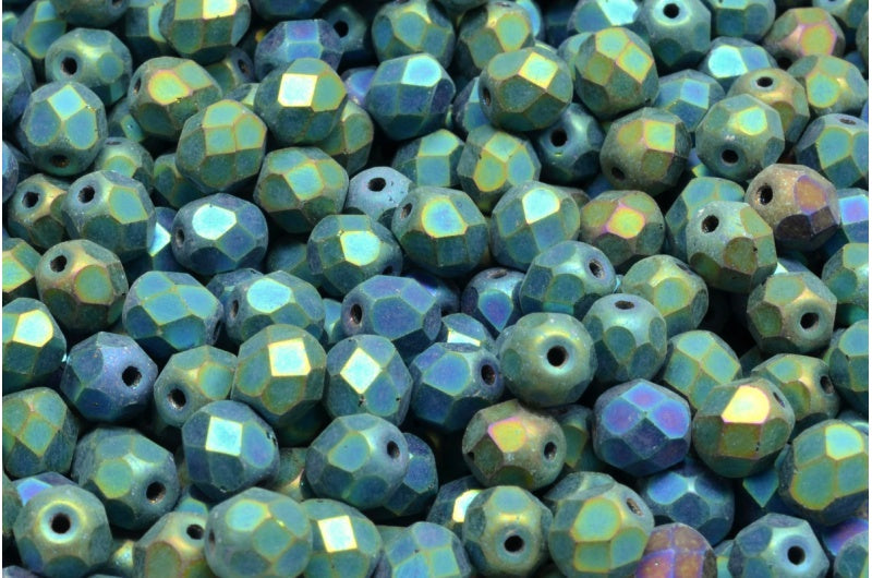 ファセットビーズ ラウンド、ブラックマット 21455 (23980-84100-21455)、ボヘミアクリスタルガラス、チェコ共和国