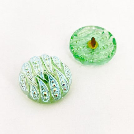 1 pcs Hand Painted Glass Buttons with ornament, size 10 (22.5 mm), Czech Republic