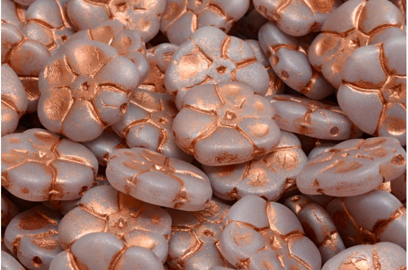 Primrose flower beads, 21010 Matte Copper Lined (21010-84100-54319), Glass, Czech Republic