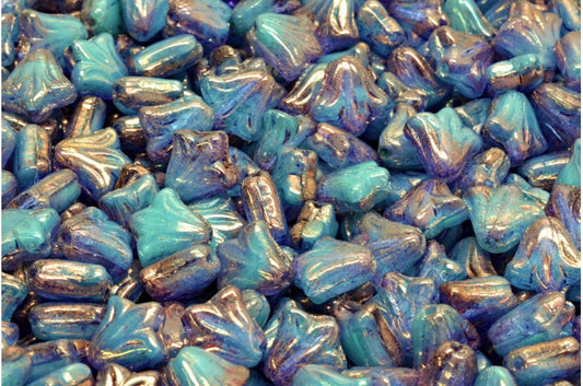 ユリの花ビーズ、R0613 パープル (R0613-15726)、ガラス、チェコ共和国