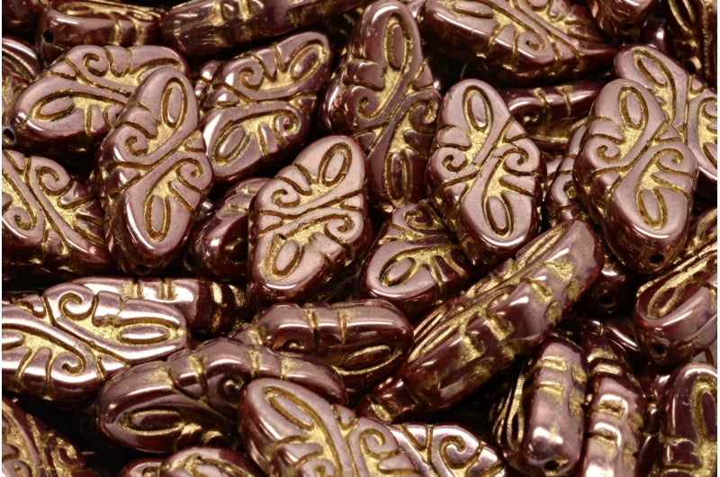 Arabesque Beads, 13630 Purple Bronze Lined (13630-15726-54317), Glass, Czech Republic