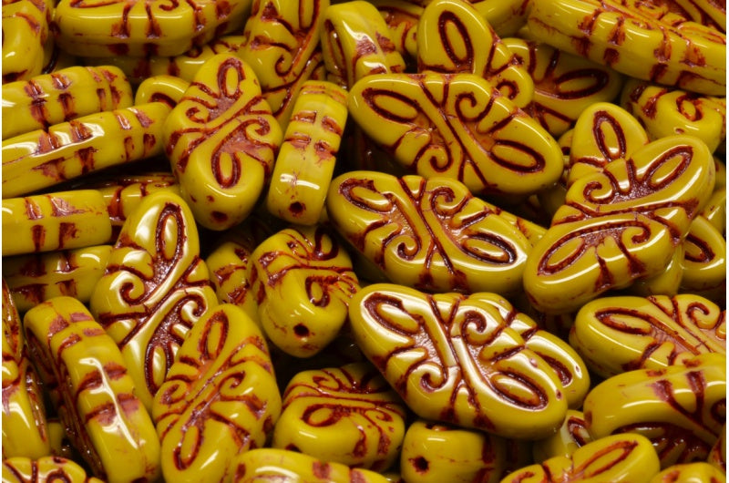 蔓藤花纹珠子，13740 红线 (13740-54314)，玻璃，捷克共和国