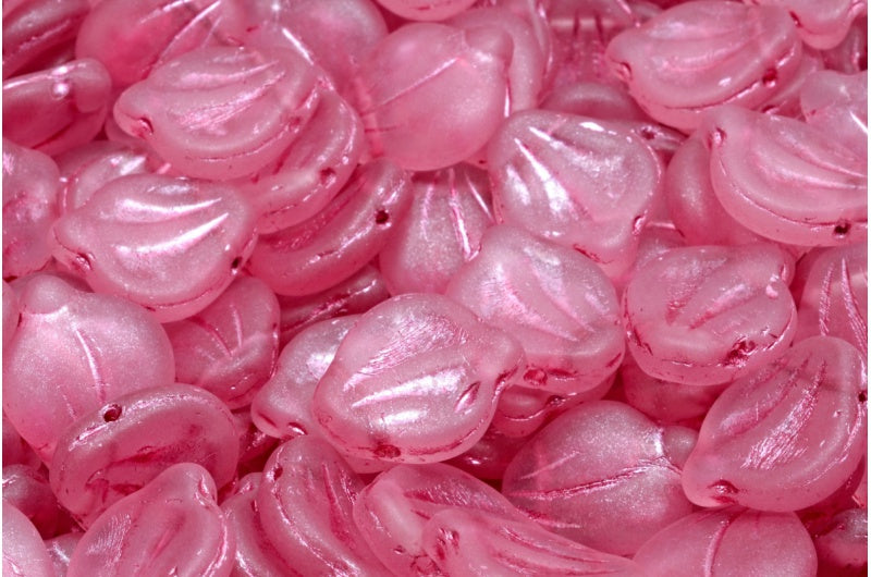 牡丹花瓣珠，水晶哑光粉色内衬 (00030-84100-54321)，玻璃，捷克共和国