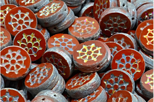 Table Cut Wheel Coin Beads, Opaque Brown 84100 28003 (13600 84100 28003), Glass, Czech Republic