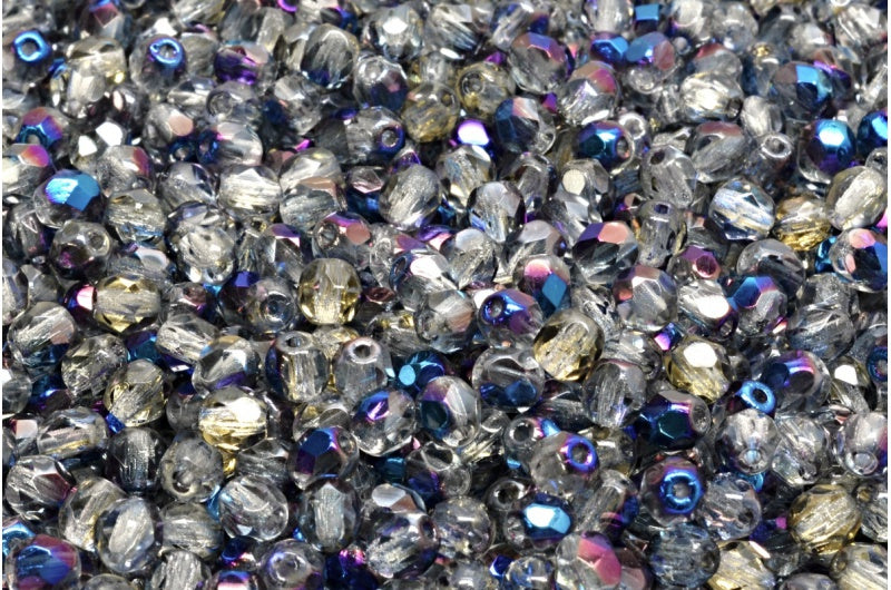 Fire Polish Faceted Beads, Crystal 23101 (00030-23101), Glass, Czech Republic
