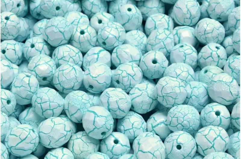 Fire Polished Faceted Beads Round, Chalk White 24605 (03000-24605), Bohemia Crystal Glass, Czech Republic