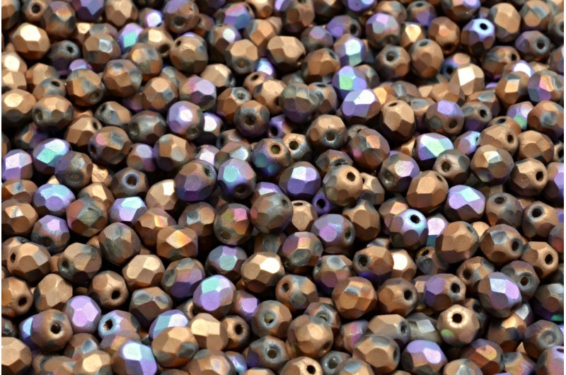 Fire Polish Faceted Beads 4mm, Crystal Matte 98556 (00030-84100-98556), Glass, Czech Republic