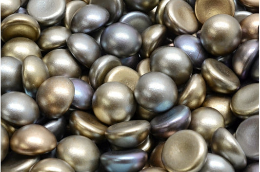 Cabochon Beads, Crystal Gray Gold Zink Metallic Iris (00030-01670), Glass, Czech Republic