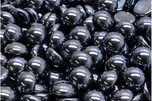 Cabochon Beads, Black Hematite (23980-14400), Glass, Czech Republic