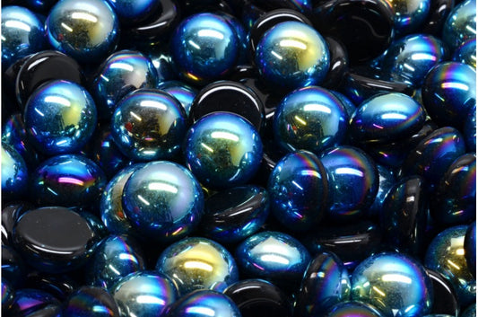 Cabochon Beads, Black Ab (23980-28701), Glass, Czech Republic