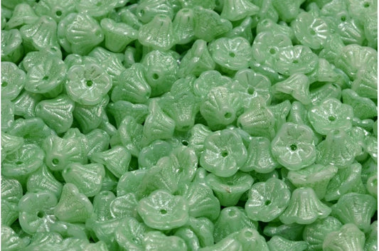 Bell Flower Cup Beads, White 54322 (02010-54322), Glass, Czech Republic