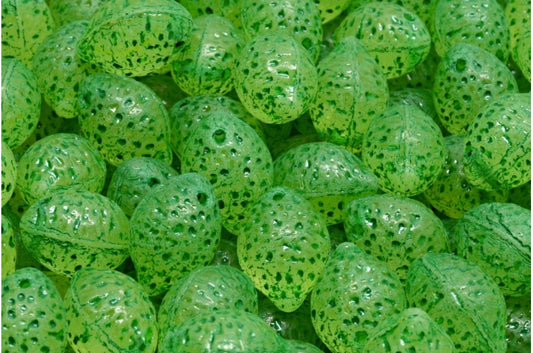 レモンビーズ、透明黄緑色の裏地付き（80130-54315）、ガラス、チェコ共和国