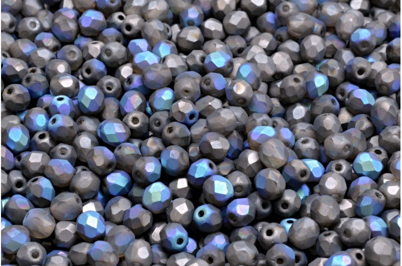 ファセットビーズラウンド、クリスタルマット98555（00030-84100-98555）、ボヘミアクリスタルガラス、チェコ共和国