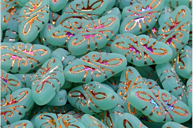 Arabesque Beads, Opal Aqua Sliperit Full (2X Side) Matte (61100-29503-84100), Glass, Czech Republic