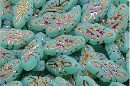 Arabesque Beads, Opal Aqua Sliperit Full (2X Side) Matte (61100-29503-84100), Glass, Czech Republic
