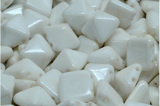 Pyramiden-Ohrsteckerperlen, weißer Hämatit (02010-14400), Glas, Tschechische Republik