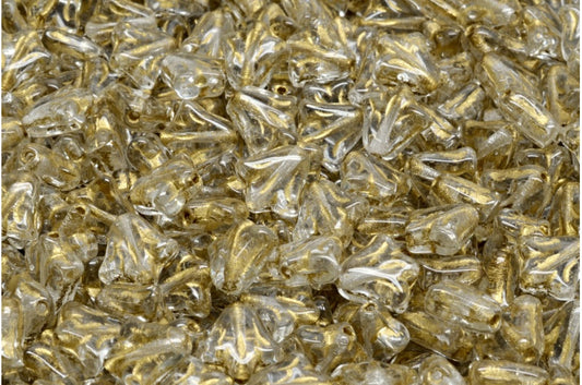 ユリの花のビーズ、クリスタルゴールドライン（00030-54202）、ガラス、チェコ共和国