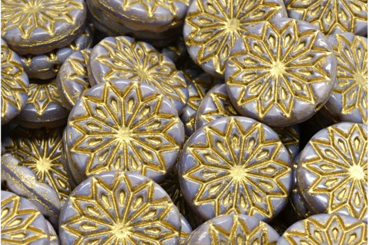 Origami Flower Beads, 21350 Gold Lined (21350-54302), Glass, Czech Republic