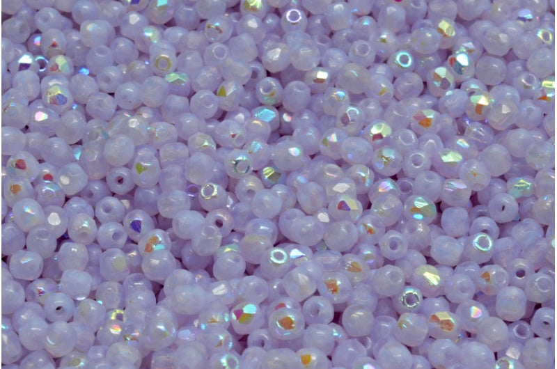 ファセット加工ラウンドビーズ、オパールアメジストAB（21310-28701）、ボヘミアクリスタルガラス、チェコ共和国