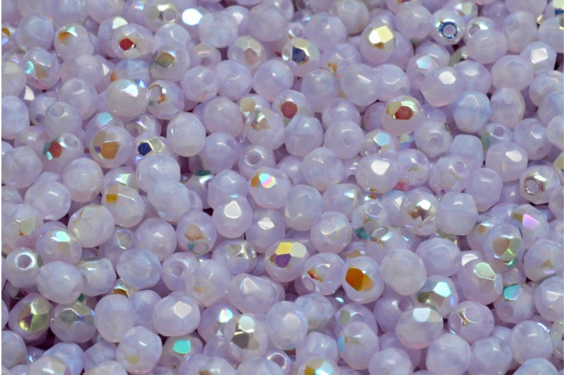 ファセット加工ラウンドビーズ、オパールアメジストAB（21310-28701）、ボヘミアクリスタルガラス、チェコ共和国