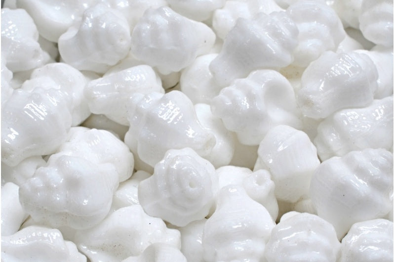 Murex Shell Beads, White (02010), Glass, Czech Republic