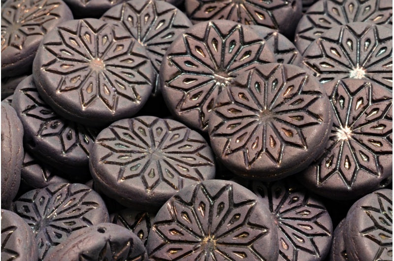 折纸花珠，透明深蓝色哑光紫色 (30330-84100-15726)，玻璃，捷克共和国