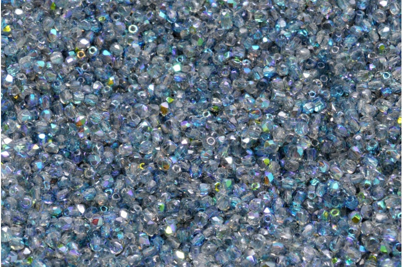 Fire Polished Faceted Beads Round, Crystal 98538 (00030-98538), Bohemia Crystal Glass, Czech Republic