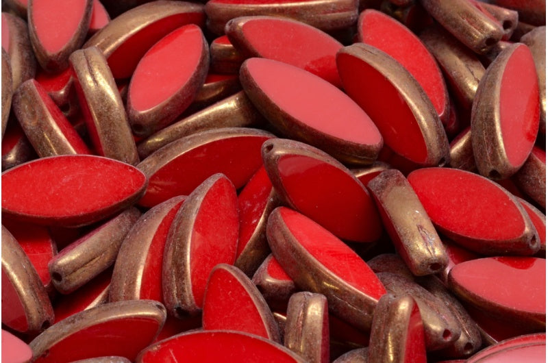 Table Cut Ship Flat Beads, Opaque Red Bronze (93200 14415), Glass, Czech Republic
