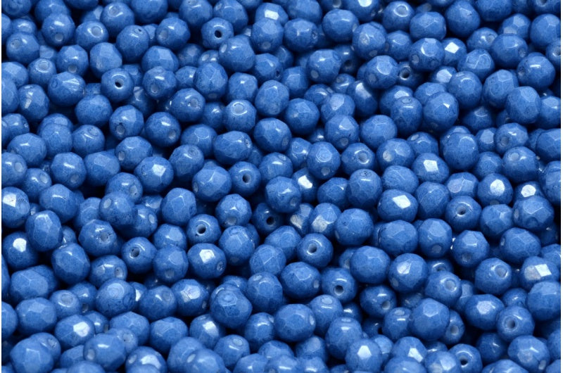 ファセット加工ラウンドビーズ、チョークホワイト 32126 (03000-32126)、ボヘミアクリスタルガラス、チェコ共和国