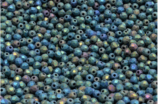 ファセットビーズ ラウンド、ブラックマット 21455 (23980-84100-21455)、ボヘミアクリスタルガラス、チェコ共和国