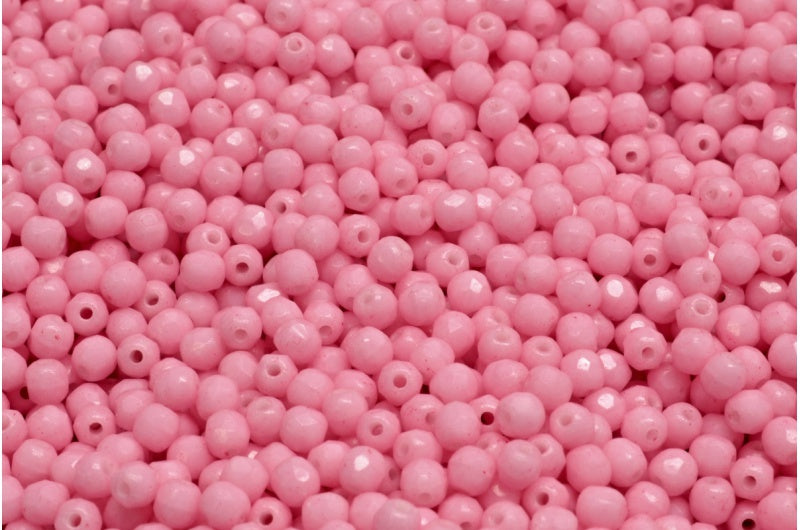 ファセットビーズラウンド、チョークホワイト 31024 (03000-31024)、ボヘミアクリスタルガラス、チェコ共和国