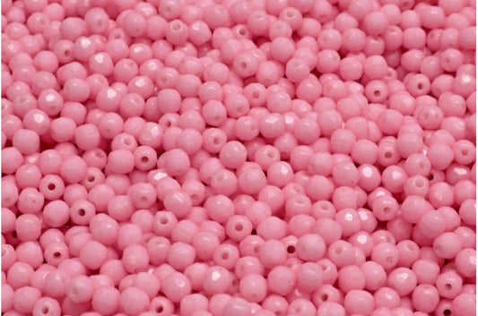 ファセットビーズラウンド、チョークホワイト 31024 (03000-31024)、ボヘミアクリスタルガラス、チェコ共和国