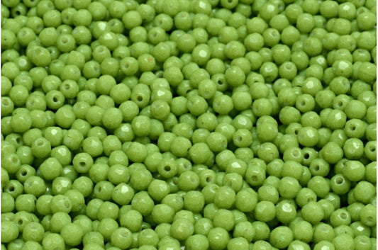 ファセット加工ラウンドビーズ、チョークホワイト 32062 (03000-32062)、ボヘミアクリスタルガラス、チェコ共和国