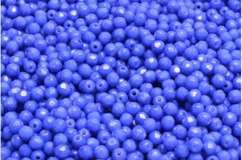 ファセット加工ラウンドビーズ、チョークホワイト 32083 (03000-32083)、ボヘミアクリスタルガラス、チェコ共和国