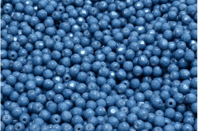 ファセット加工ラウンドビーズ、チョークホワイト 32126 (03000-32126)、ボヘミアクリスタルガラス、チェコ共和国