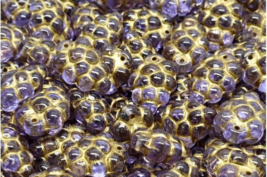 Grape Beads, Transparent Light Amethyst Gold Lined (20300-54302), Glass, Czech Republic