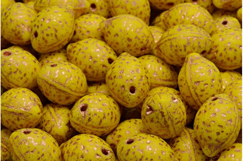 Lemon Beads, Yellow Matte Copper Lined (83120-84100-54318), Glass, Czech Republic