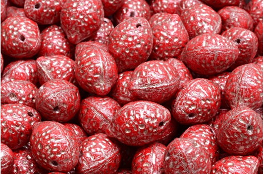 Zitronenperlen, undurchsichtiges rotes Kupfer ausgekleidet (93200-54324), Glas, Tschechische Republik