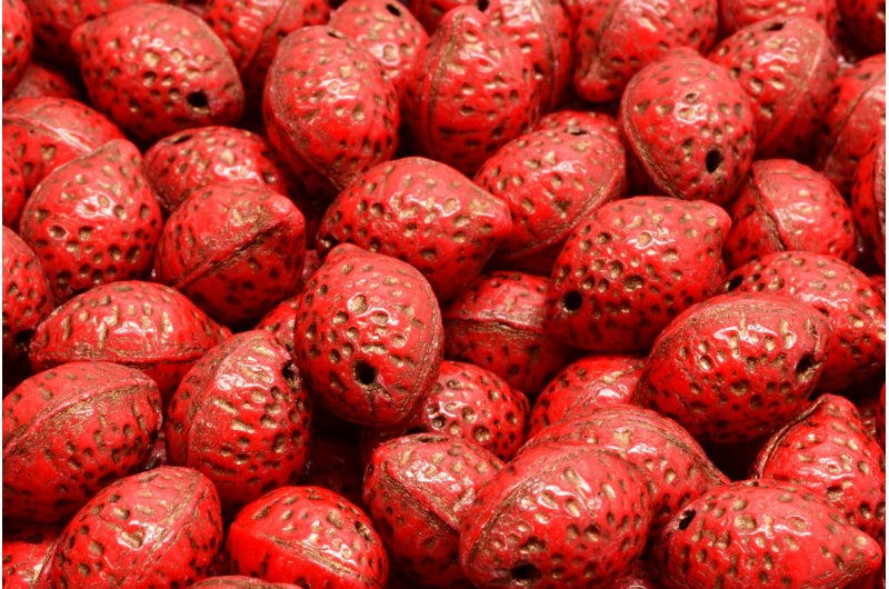 Zitronenperlen, undurchsichtige rote Bronze ausgekleidet (93200-54317), Glas, Tschechische Republik