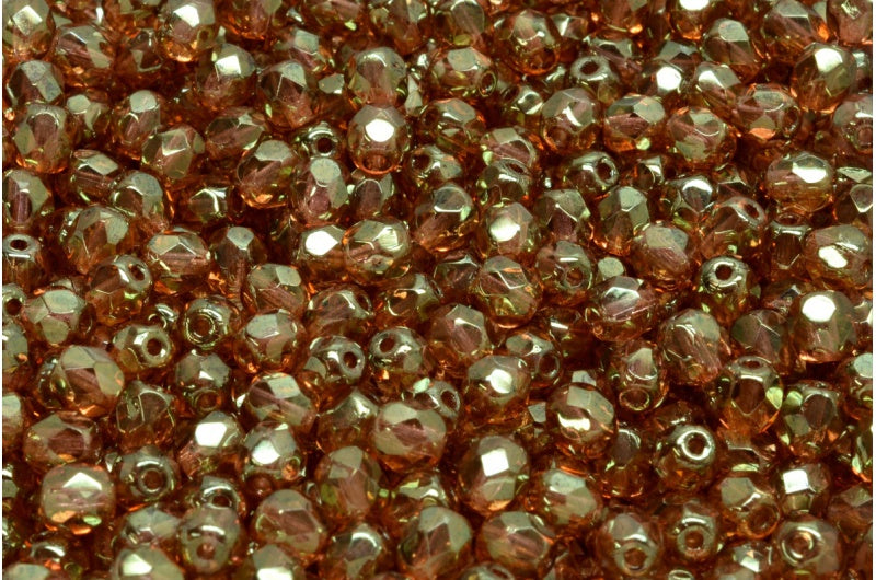 Fire Polish Faceted Round Beads, Crystal Luster Red Full Coated (00030-14495), Glass, Czech Republic
