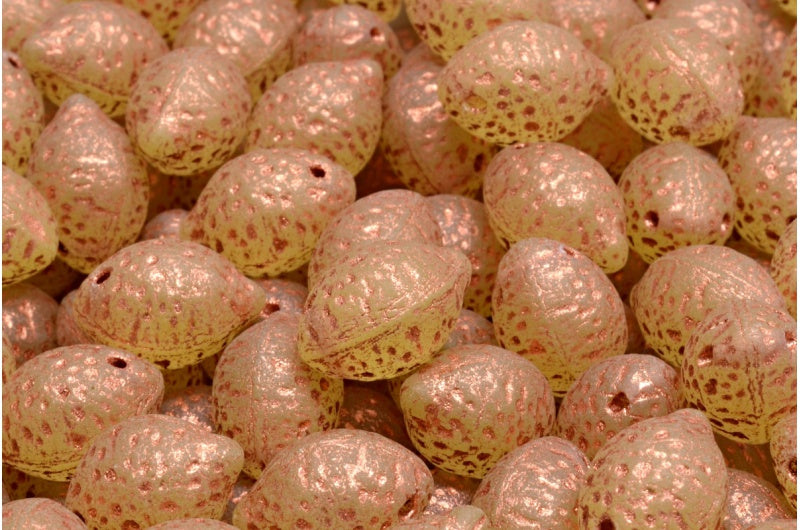 Lemon Beads, Transparent Yellow Matte Copper Lined (80130-84100-54318), Glass, Czech Republic
