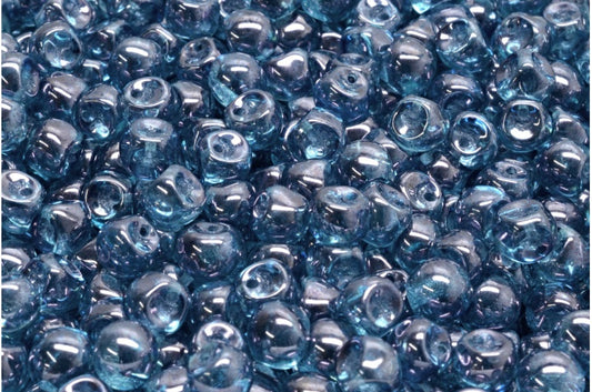 Mushroom Button Beads, Crystal Luster Blue Full Coated (00030-14464), Glass, Czech Republic