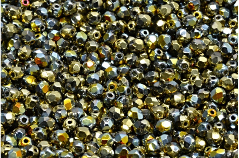 Fire Polished Faceted Beads Round, Crystal 98552 (00030-98552), Bohemia Crystal Glass, Czech Republic