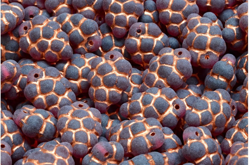 Grape Beads, Transparent Red Copper Lined Matte (70350-54318-84100), Glass, Czech Republic