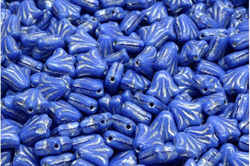 ユリの花ビーズ、37306 シルバーライン (37306-54301)、ガラス、チェコ共和国