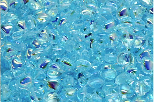 Heart Beads, Transparent Aqua Ab (60000-28701), Glass, Czech Republic
