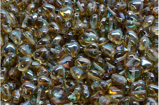 Heart Beads, Transparent Aqua 22501 (60000-22501), Glass, Czech Republic