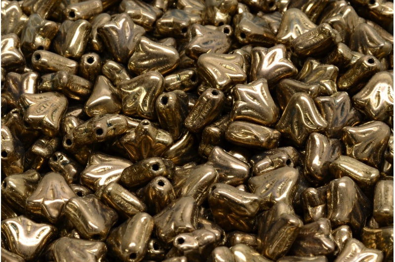 Lily Flower Beads, Black Brass (23980-90215), Glass, Czech Republic