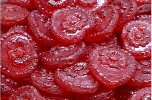 Herzperlen mit Rose, rubinroter Hämatit (90080-14400), Glas, Tschechische Republik